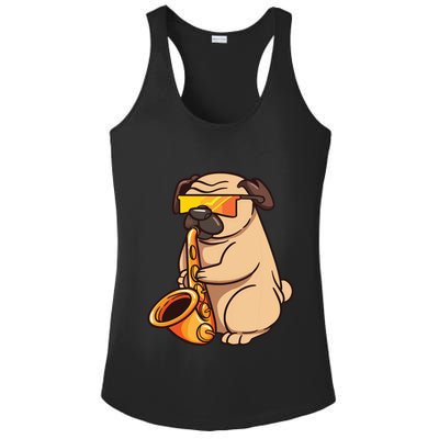 Saxophone Player Pug Jazz Band Music And Dog Lovers Gift Ladies PosiCharge Competitor Racerback Tank