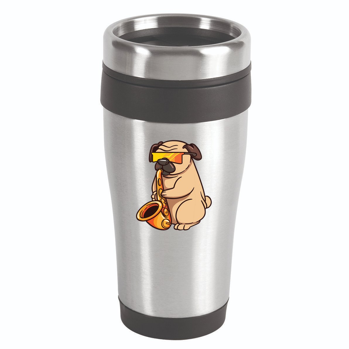 Saxophone Player Pug Jazz Band Music And Dog Lovers Gift 16oz Travel Tumbler