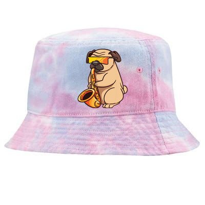 Saxophone Player Pug Jazz Band Music And Dog Lovers Gift Tie-Dyed Bucket Hat