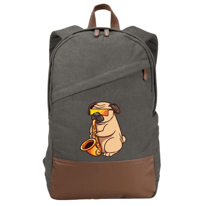 Saxophone Player Pug Jazz Band Music And Dog Lovers Gift Cotton Canvas Backpack