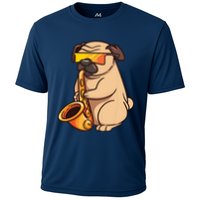 Saxophone Player Pug Jazz Band Music And Dog Lovers Gift Cooling Performance Crew T-Shirt