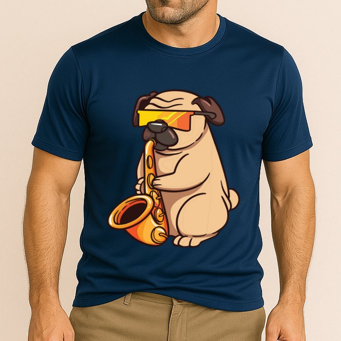 Saxophone Player Pug Jazz Band Music And Dog Lovers Gift Cooling Performance Crew T-Shirt