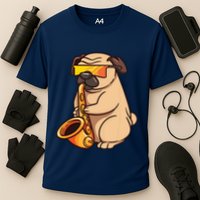 Saxophone Player Pug Jazz Band Music And Dog Lovers Gift Cooling Performance Crew T-Shirt