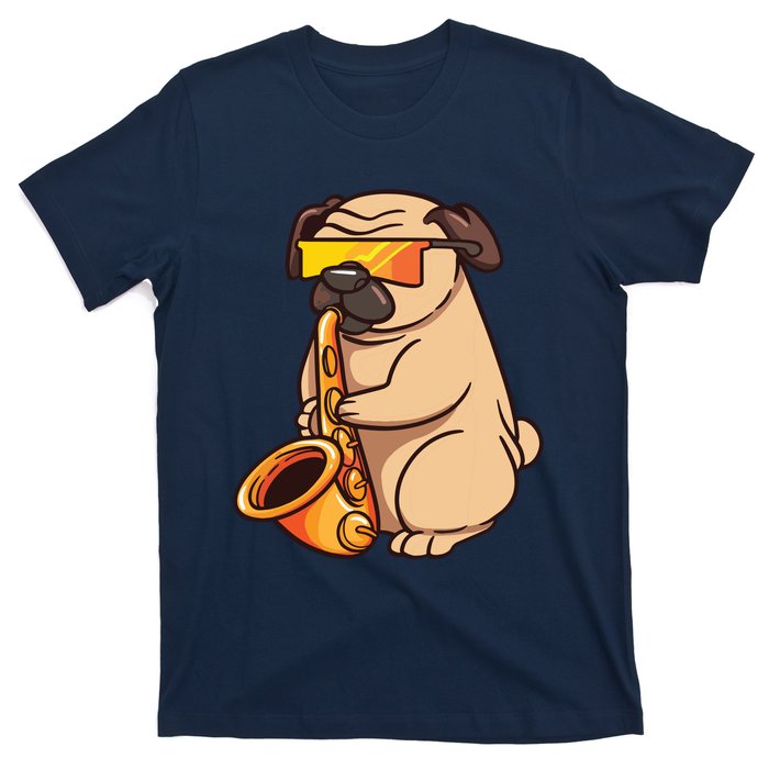 Saxophone Player Pug Jazz Band Music And Dog Lovers Gift T-Shirt