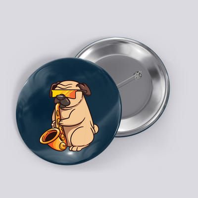 Saxophone Player Pug Jazz Band Music And Dog Lovers Gift Button