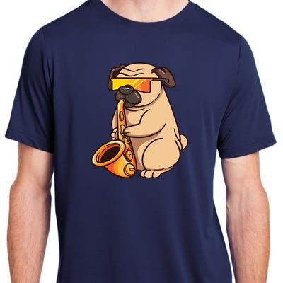 Saxophone Player Pug Jazz Band Music And Dog Lovers Gift Adult ChromaSoft Performance T-Shirt