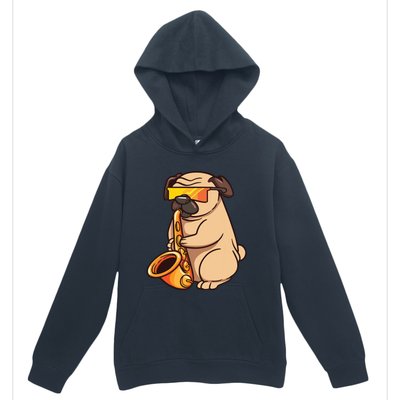 Saxophone Player Pug Jazz Band Music And Dog Lovers Gift Urban Pullover Hoodie