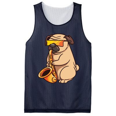 Saxophone Player Pug Jazz Band Music And Dog Lovers Gift Mesh Reversible Basketball Jersey Tank