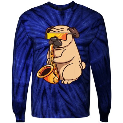 Saxophone Player Pug Jazz Band Music And Dog Lovers Gift Tie-Dye Long Sleeve Shirt