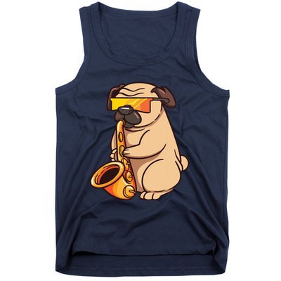 Saxophone Player Pug Jazz Band Music And Dog Lovers Gift Tank Top