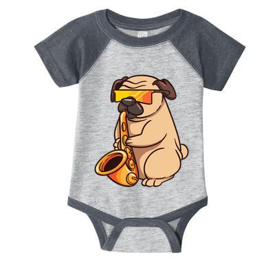 Saxophone Player Pug Jazz Band Music And Dog Lovers Gift Infant Baby Jersey Bodysuit