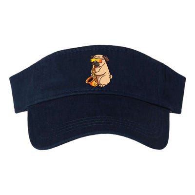 Saxophone Player Pug Jazz Band Music And Dog Lovers Gift Valucap Bio-Washed Visor