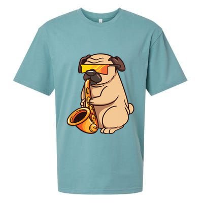 Saxophone Player Pug Jazz Band Music And Dog Lovers Gift Sueded Cloud Jersey T-Shirt