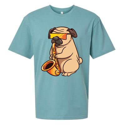 Saxophone Player Pug Jazz Band Music And Dog Lovers Gift Sueded Cloud Jersey T-Shirt