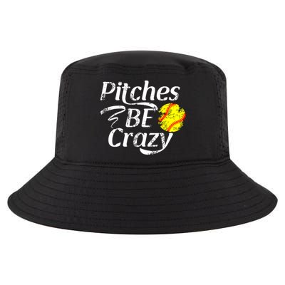 Softball Player Pitches Be Crazy Funny Softball Pitcher Cool Comfort Performance Bucket Hat