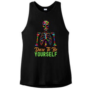 Skeleton Puzzle Pieces Autism Awareness Dare To Be Yourself Great Gift Ladies PosiCharge Tri-Blend Wicking Tank