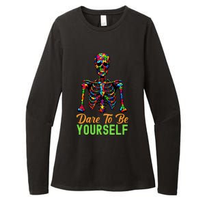 Skeleton Puzzle Pieces Autism Awareness Dare To Be Yourself Great Gift Womens CVC Long Sleeve Shirt