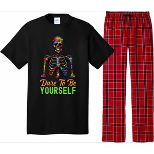 Skeleton Puzzle Pieces Autism Awareness Dare To Be Yourself Great Gift Pajama Set