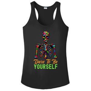 Skeleton Puzzle Pieces Autism Awareness Dare To Be Yourself Great Gift Ladies PosiCharge Competitor Racerback Tank