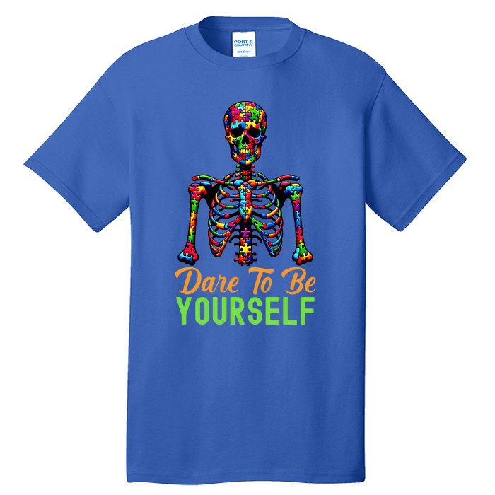 Skeleton Puzzle Pieces Autism Awareness Dare To Be Yourself Great Gift Tall T-Shirt