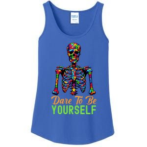 Skeleton Puzzle Pieces Autism Awareness Dare To Be Yourself Great Gift Ladies Essential Tank