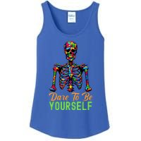 Skeleton Puzzle Pieces Autism Awareness Dare To Be Yourself Great Gift Ladies Essential Tank