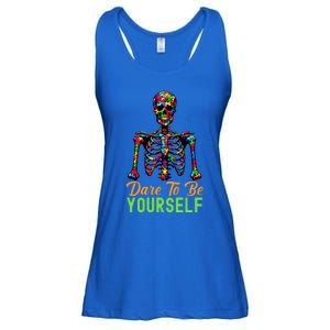 Skeleton Puzzle Pieces Autism Awareness Dare To Be Yourself Great Gift Ladies Essential Flowy Tank