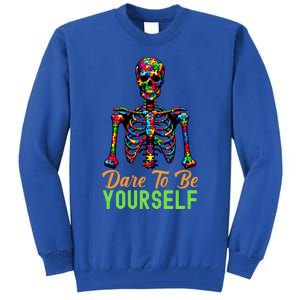 Skeleton Puzzle Pieces Autism Awareness Dare To Be Yourself Great Gift Tall Sweatshirt