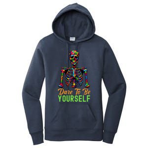 Skeleton Puzzle Pieces Autism Awareness Dare To Be Yourself Great Gift Women's Pullover Hoodie