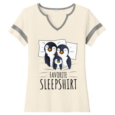 Sleeping Penguin Pyjamas Penguin Lover Favorite Sleepshirt Ladies Halftime Notch Neck Tee