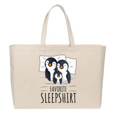 Sleeping Penguin Pyjamas Penguin Lover Favorite Sleepshirt Cotton Canvas Jumbo Tote