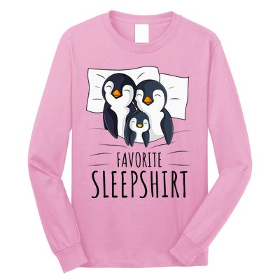 Sleeping Penguin Pyjamas Penguin Lover Favorite Sleepshirt Long Sleeve Shirt