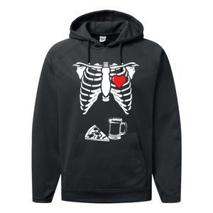 Skeleton Pregnancy Pizza Beer Xray Halloween Soon Dad Sweatshirt Performance Fleece Hoodie