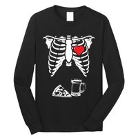 Skeleton Pregnancy Pizza Beer Xray Halloween Soon Dad Sweatshirt Long Sleeve Shirt