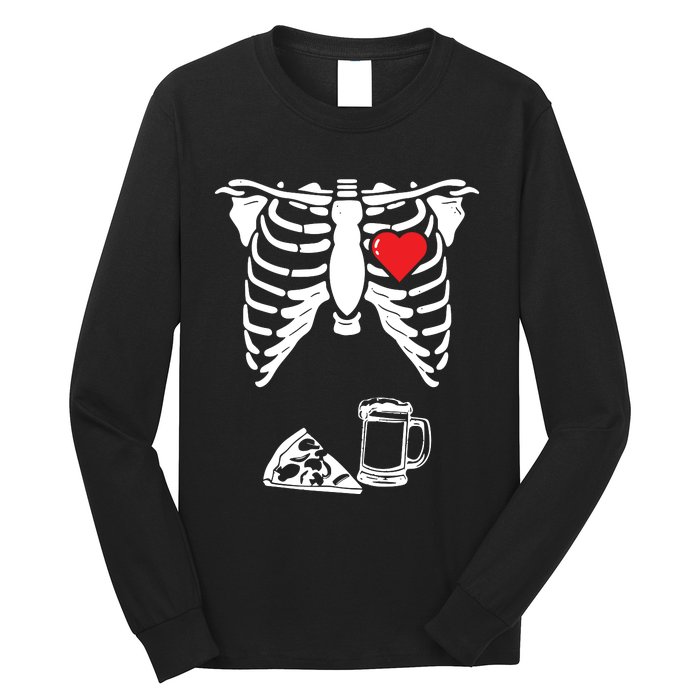 Skeleton Pregnancy Pizza Beer Xray Halloween Soon Dad Sweatshirt Long Sleeve Shirt