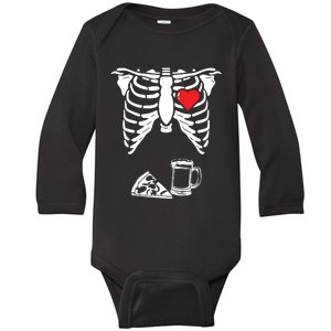 Skeleton Pregnancy Pizza Beer Xray Halloween Soon Dad Sweatshirt Baby Long Sleeve Bodysuit