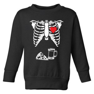 Skeleton Pregnancy Pizza Beer Xray Halloween Soon Dad Sweatshirt Toddler Sweatshirt