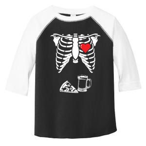 Skeleton Pregnancy Pizza Beer Xray Halloween Soon Dad Sweatshirt Toddler Fine Jersey T-Shirt