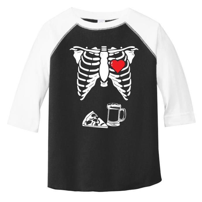 Skeleton Pregnancy Pizza Beer Xray Halloween Soon Dad Sweatshirt Toddler Fine Jersey T-Shirt