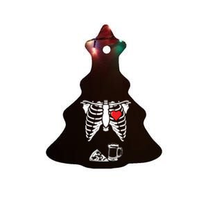 Skeleton Pregnancy Pizza Beer Xray Halloween Soon Dad Sweatshirt Ceramic Tree Ornament