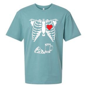 Skeleton Pregnancy Pizza Beer Xray Halloween Soon Dad Sweatshirt Sueded Cloud Jersey T-Shirt