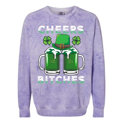 St. Patrick's Patricks Day Irish Cheers Bitches Lucky Beer Colorblast Crewneck Sweatshirt