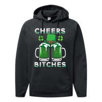 St. Patrick's Patricks Day Irish Cheers Bitches Lucky Beer Performance Fleece Hoodie