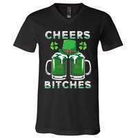 St. Patrick's Patricks Day Irish Cheers Bitches Lucky Beer V-Neck T-Shirt