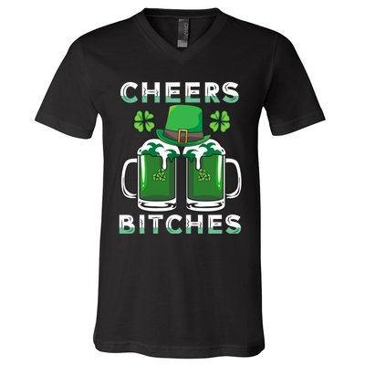 St. Patrick's Patricks Day Irish Cheers Bitches Lucky Beer V-Neck T-Shirt