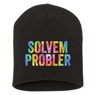 Solvem Probler Problem Solver Vintage Tie Dye Distressed Short Acrylic Beanie