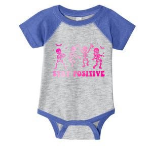 Stay Positive Pink Breast Cancer Halloween Spooky Skeleton Meaningful Gift Infant Baby Jersey Bodysuit