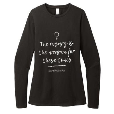 Saint Padre Pio Rosary Inspirational Quote Catholic Womens CVC Long Sleeve Shirt