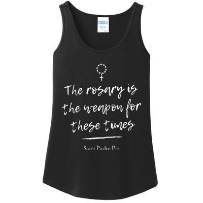 Saint Padre Pio Rosary Inspirational Quote Catholic Ladies Essential Tank