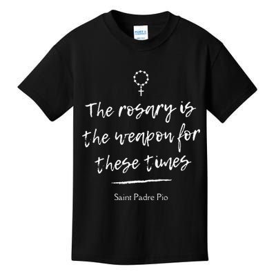 Saint Padre Pio Rosary Inspirational Quote Catholic Kids T-Shirt